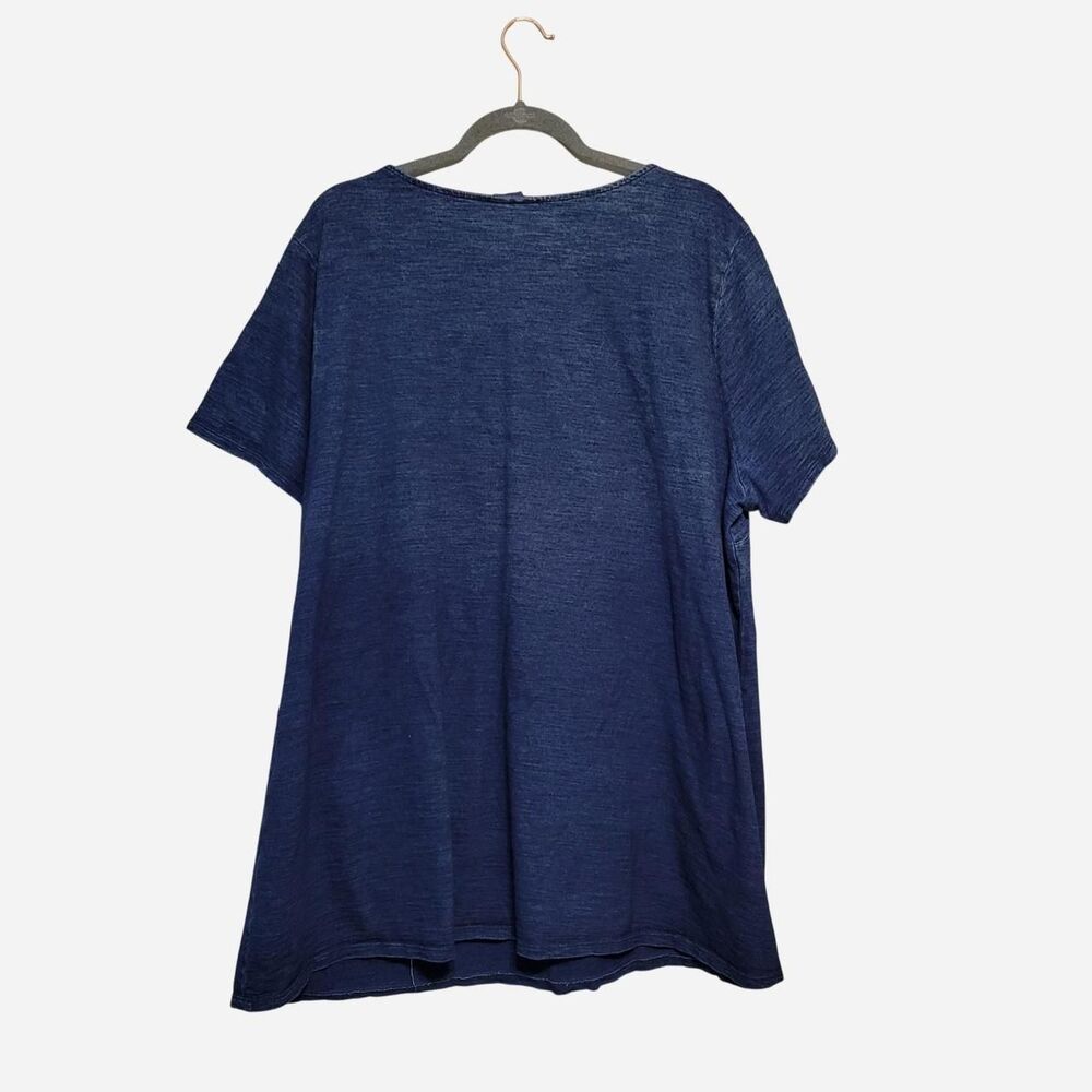 J. Jill Pure Jill Indigo 100 % Cotton Women's 3XL Navy Shirt Plus Size Lagen - Picture 2 of 8